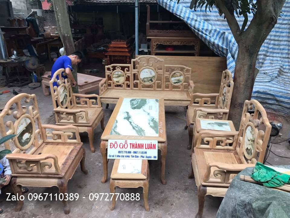 Bộ Móc Mỏ Gỗ Gụ 8 Món Đá Cẩm Thạch Hàng Vip.