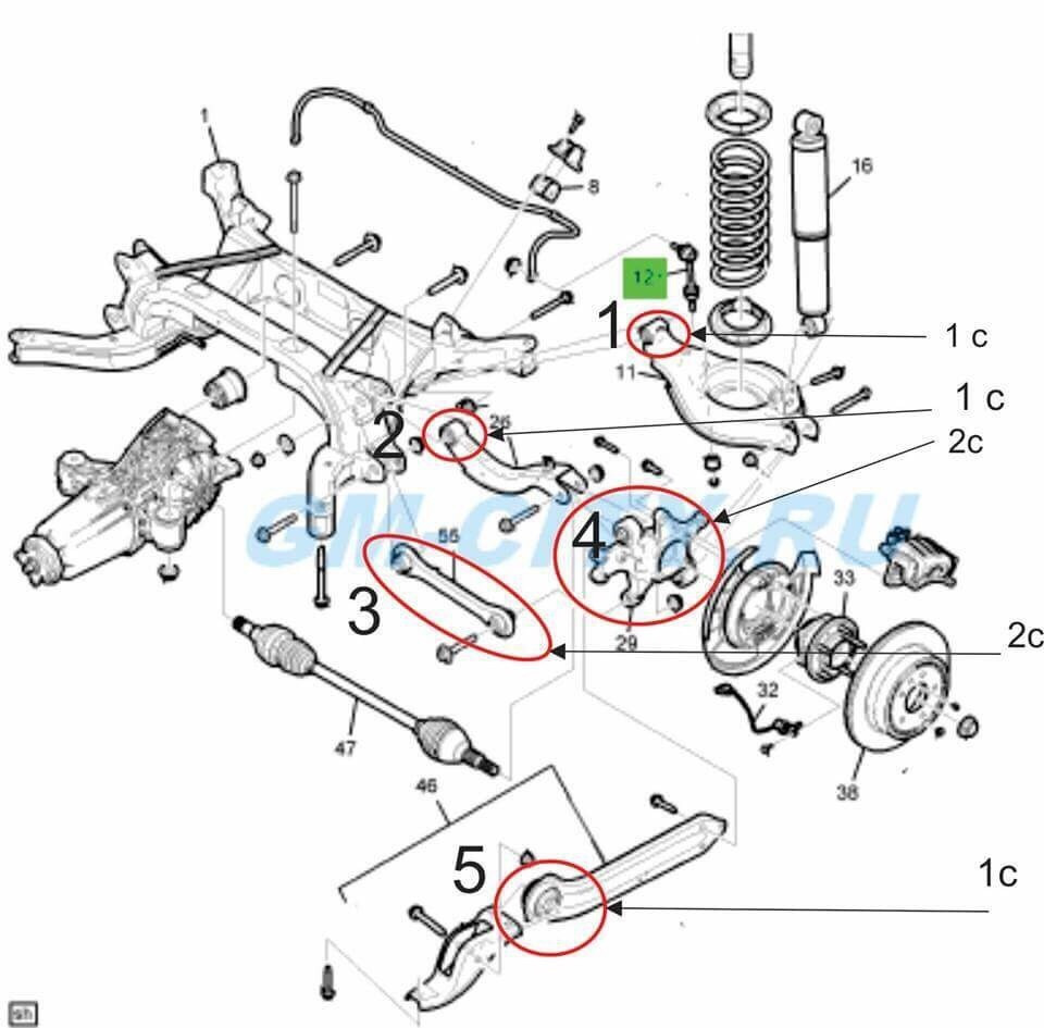 Trụ lái sau xe Captiva chính hãng GM sơ đồ