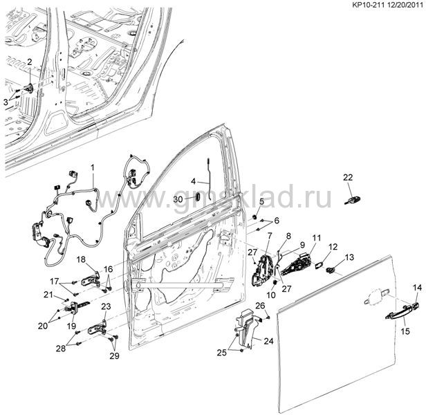 Bản vẽ Giá đỡ tray mở cửa trước bên Phải Cruze