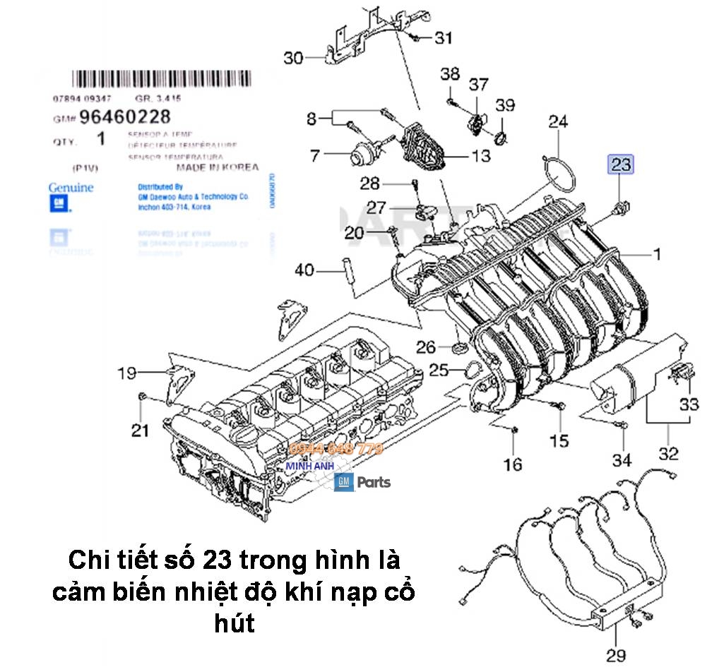 Cảm biến nhiệt độ khí nạp cổ hút xe Magnus số tự động