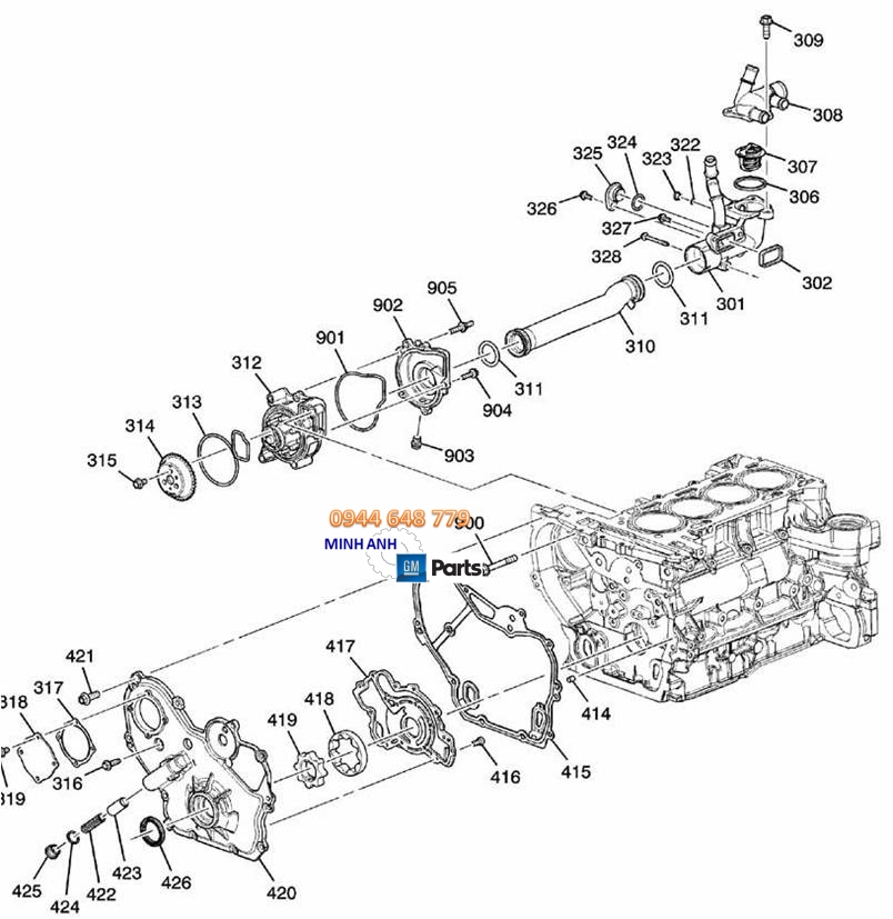 Bơm nước làm mát xe Captiva C140 chính hãng