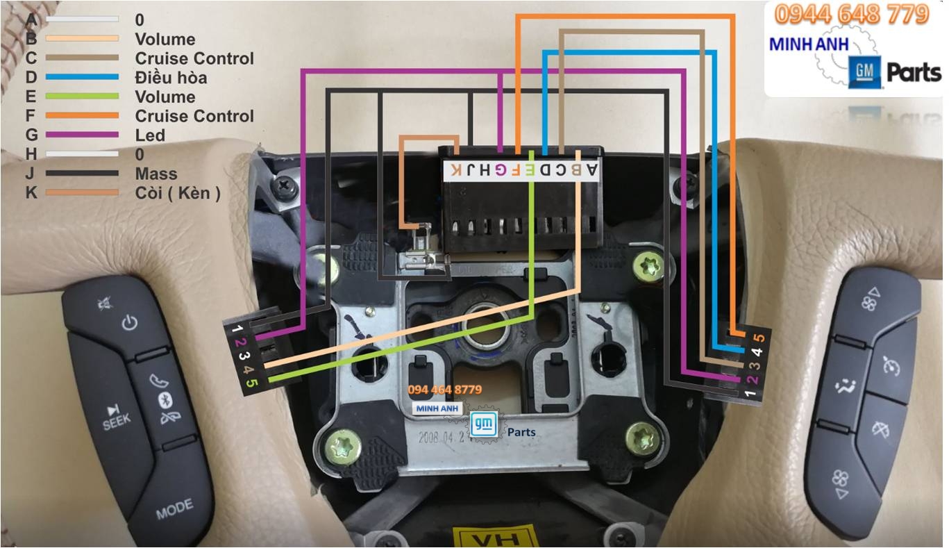 Phím điều khiển trên vô lăng xe Captiva