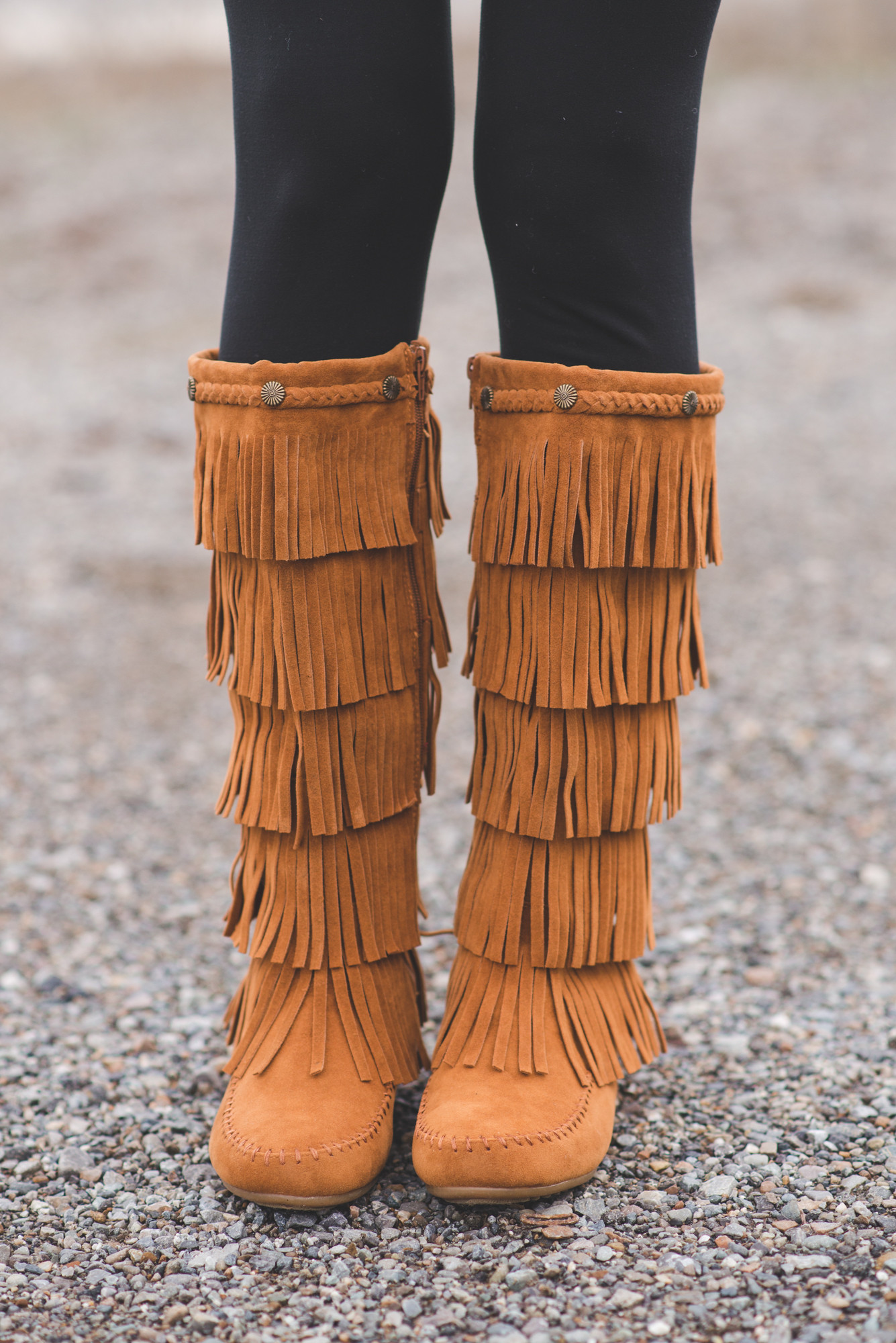 Bohemian Braided Stud Moccasin Boots