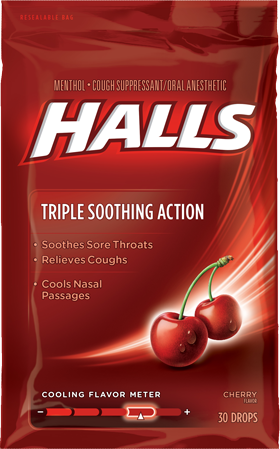 KẸO NGẬM TRỊ HO HALLS CHERRY 30 VIÊN