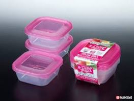 Set 3 hộp nhựa nắp hồng  Nakaya 380ml