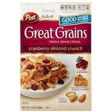 Ngũ cốc Post Great Grains Cranberry Almond Crunch 396g