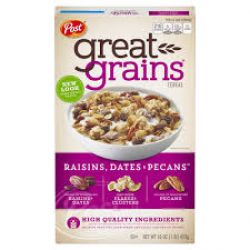 Ngũ cốc Post Great Grains Raisins, Dates, Pecans 453g