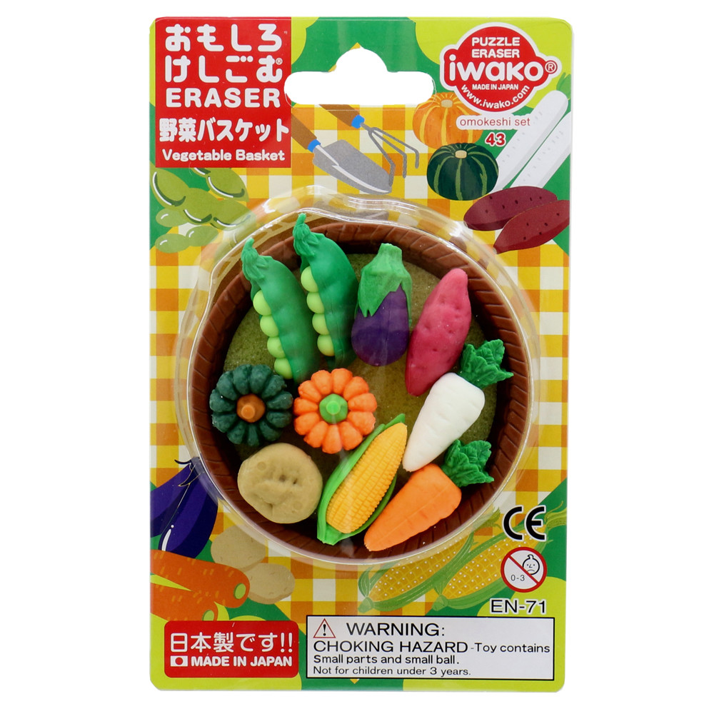 Tẩy Iwako ER-BRI048 vỉ hình rau củ cà rốt, bí đỏ, ngô (0072)