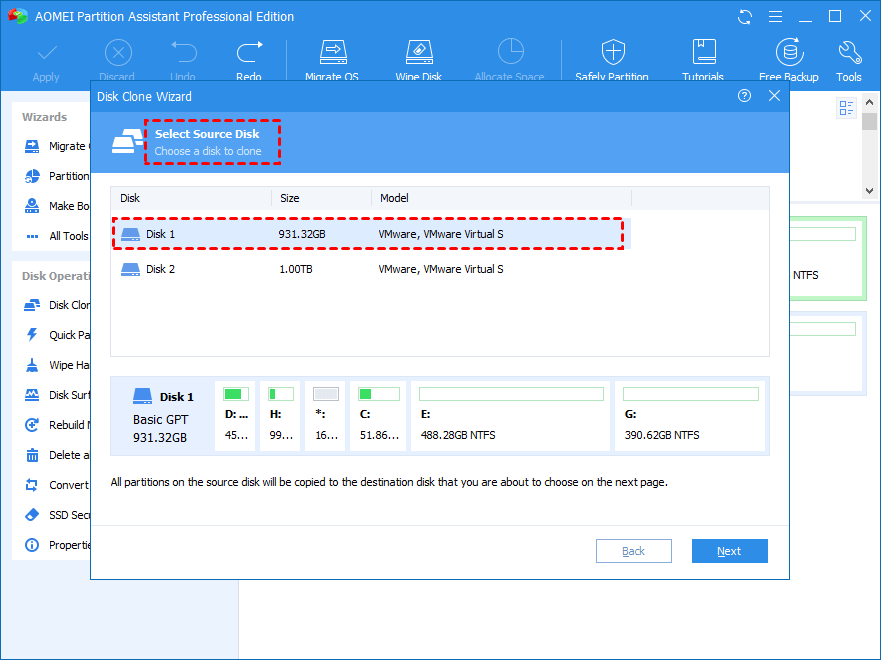 Chọn nguồn đĩa sao chép hệ thống đĩa đầy đủ