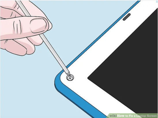 Đặt khung bezel và các vít bezel vào để cố định màn hình mới