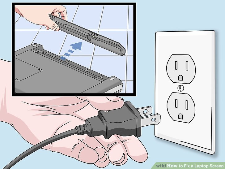 Rút phích cắm của máy tính xách tay và tháo pin