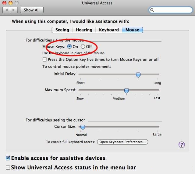 phím chuột tùy chọn