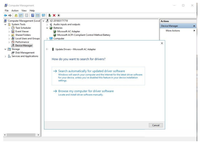 cập nhật trình điều khiển ac