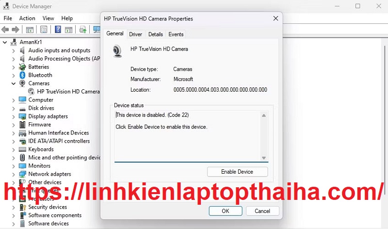 khắc phục lỗi This Device is Enabled (Code 22)