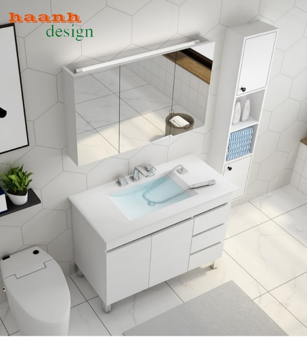 Tủ gỗ Lavabo phòng tắm phong cách hiện đại. LVB 003