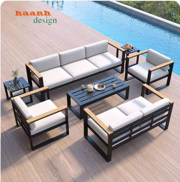 Sofa sân vườn ngoài trời sắt sơn tĩnh điện 