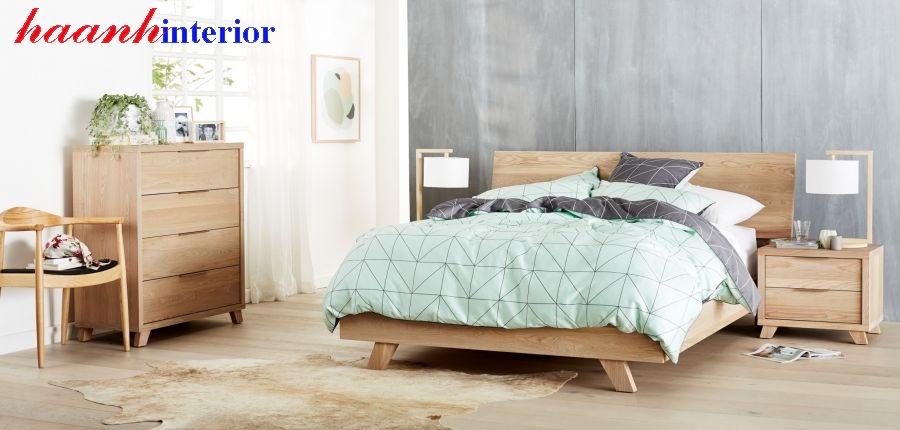 Giường ngủ gỗ sồi phong cách hiện đại GNH026