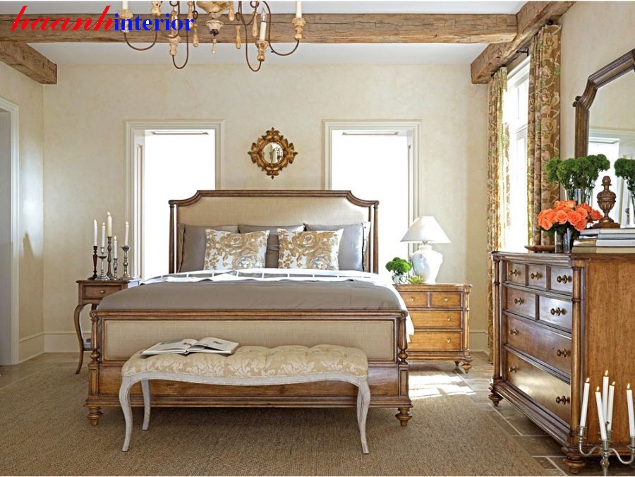 Giường tân cổ điển gỗ tự nhiên GNC018