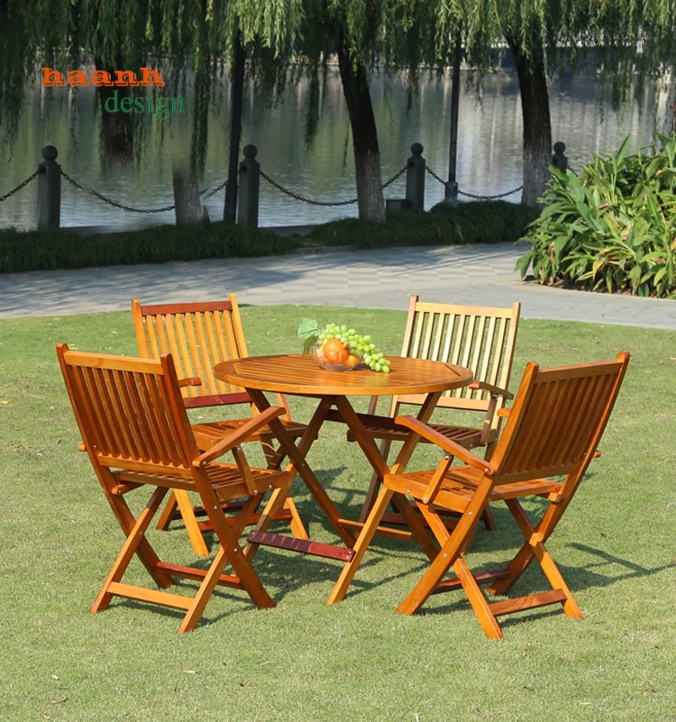 Bàn ghế sân vườn gỗ teak tự nhiên Bắc Mỹ.NTG 018