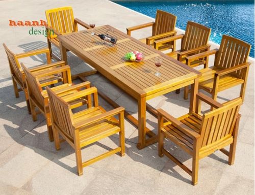 Bàn ghế ngoài trời gỗ teak Bắc Mỹ chựu nước chất lượng cao. NTG 019