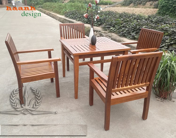 Bàn ghế gỗ sân vườn, bàn ghế sân vườn gỗ teak nam mỹ NTG 025