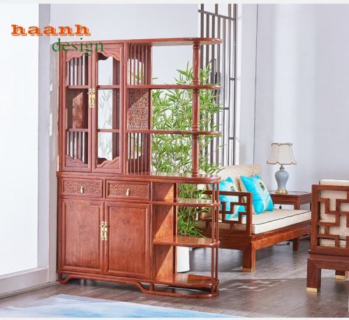 Tủ ngăn phòng gỗ tự  nhiên giả cổ, tủ ngăn phòng tiện ích TBK 015