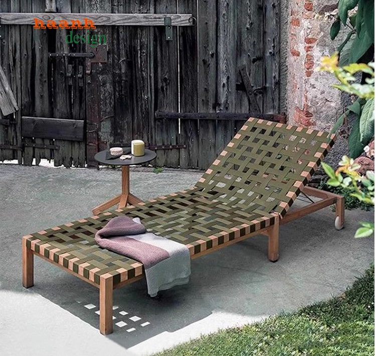 Giường thư giãn hồ bơi, bãi biển gỗ Teak tự nhiên GTT 002