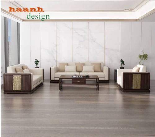 Sofa văn phòng gỗ kết hợp đệm nỉ sang trọng. SFVP 015