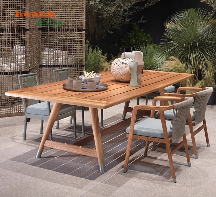 Bàn Ghế Ăn Gỗ Teak Tự Nhiên Ngoài Trời – SNT 014