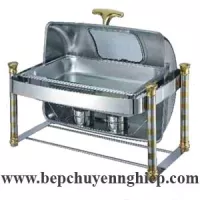 Nồi hâm buffet chữ nhật nắp kính chân cao hoa văn