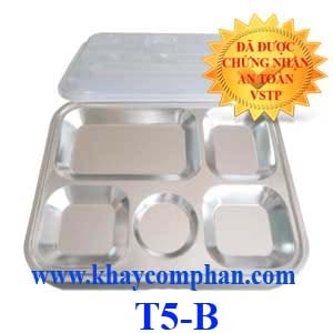 Khay cơm inox 5 ngăn nhỏ có nắp T5-B