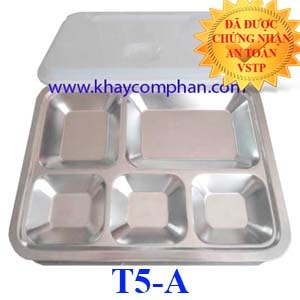 Khay cơm inox 5 ngăn có nắp T5-A