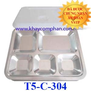 Khay cơm văn phòng 5 ngăn inox 304 T5-C-304