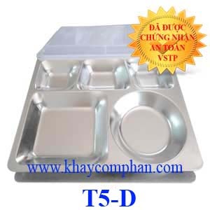 Khay cơm inox công nghiệp 5 ngăn có nắp T5-D