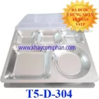 Khay inox 304 5 ngăn có nắp nhựa T5-D-304