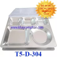 Khay inox 304 5 ngăn có nắp nhựa T5-D-304