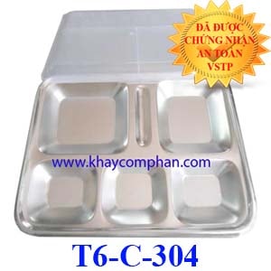 Khay cơm văn phòng 6 ngăn inox 304 T6-C-304