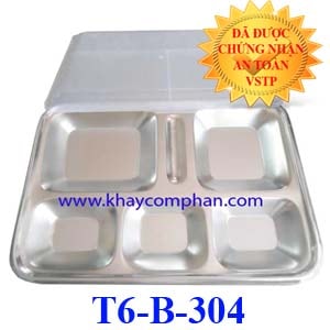 Khay đựng cơm inox 304 6 ngăn T6-B-304