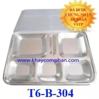 Khay đựng cơm inox 304 6 ngăn T6-B-304