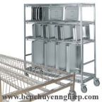 Xe phơi khay cong inox thực phẩm GN