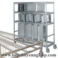 Xe phơi khay cong inox thực phẩm GN