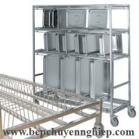 Xe phơi khay cong inox thực phẩm GN