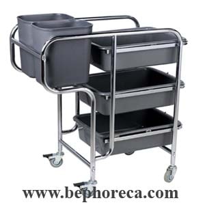 Xe thu dọn inox 5 thùng nhựa MR3-5A