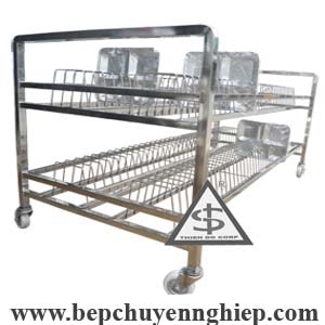 Xe phơi khay inox 2 tầng