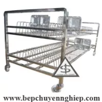 Xe phơi khay inox 2 tầng