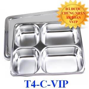 Khay cơm inox 304 4 ngăn cao cấp Hàn Quốc T4-C-VIP