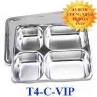 Khay cơm inox 304 4 ngăn cao cấp kiểu Hàn Quốc T4-C-VIP