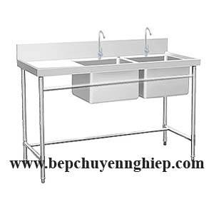 Chậu rửa inox 2 ngăn kèm bàn