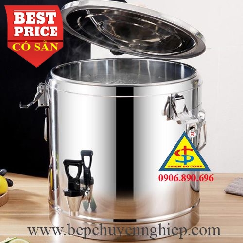 Thùng inox tròn giữ nhiệt nóng lạnh 1 vòi 20 lít