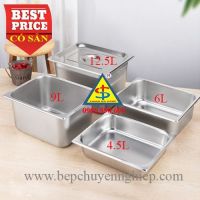 Khay inox có nắp đựng nguyên liệu sơ chế an toàn thực phẩm